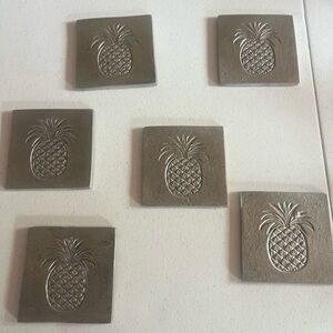 Vintage colonial williamsburg 6 Cup Coasters Pineapple Heavy Metal Collectable